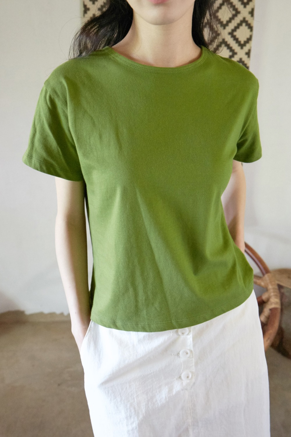 tidy round neck half sleeve t-shirt (3colors)