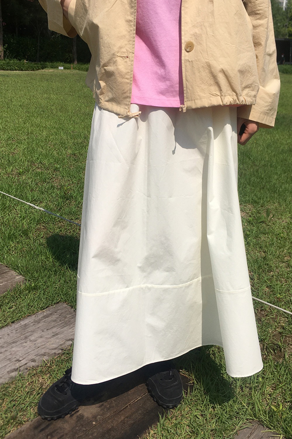 cotton wide skirt (3colors)