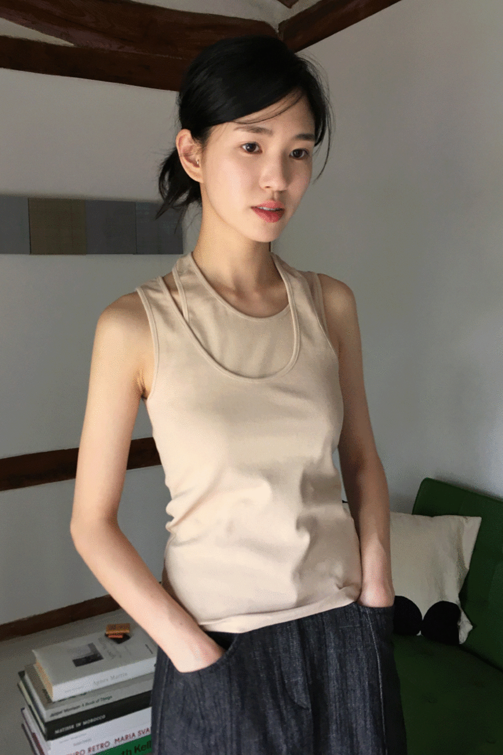 double layered sleeveless top (4colors)