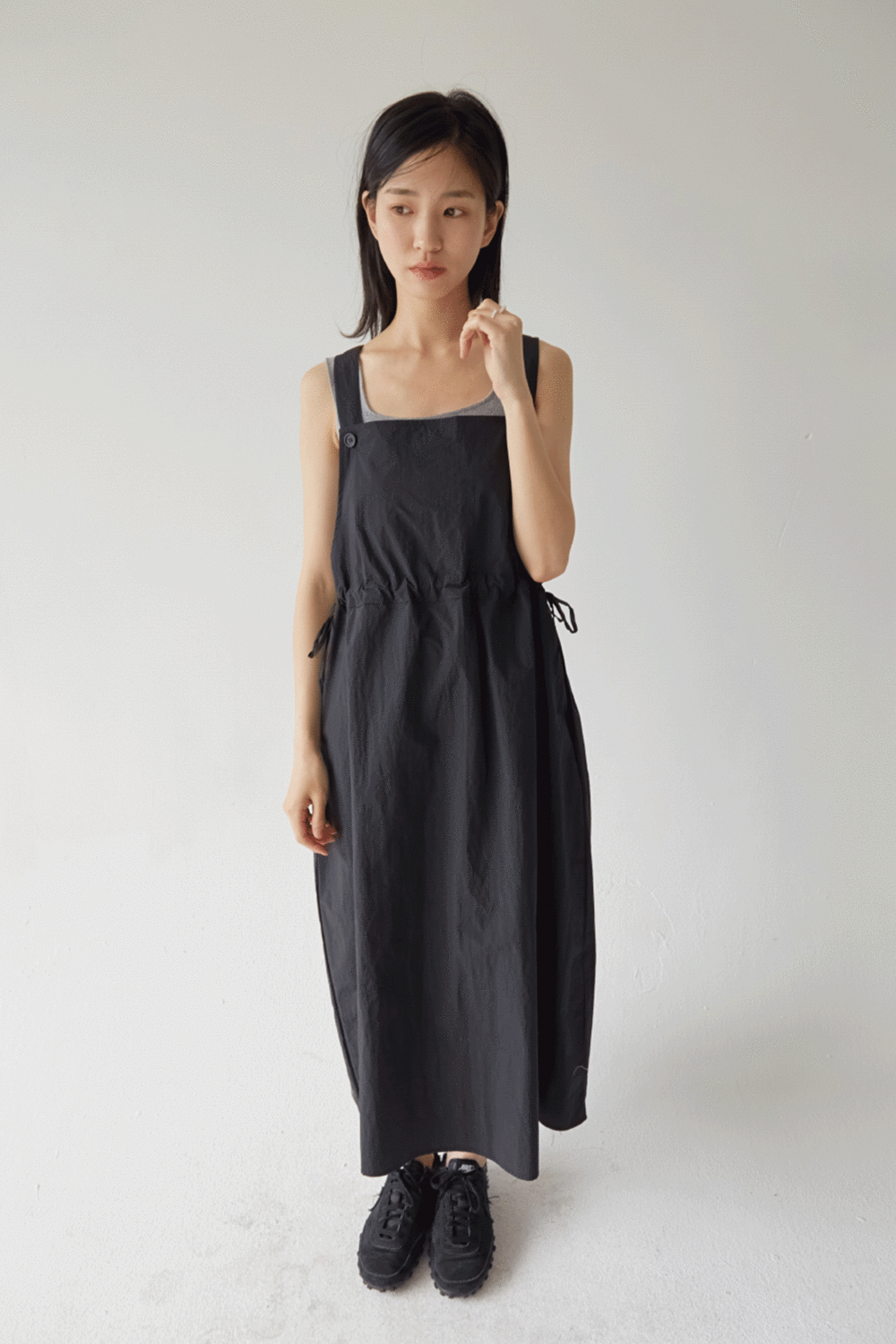 nylon suspender dress (3colors)
